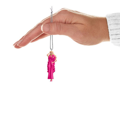 Set of two mini ornaments: Superstar Barbie in pink gown and Superstar Christie in yellow gown, Hallmark Keepsake fashion collectibles