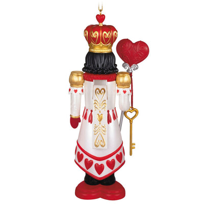Hallmark Keepsake Noble Nutcrackers King of Hearts ornament—regal nutcracker in red, white, gold, heart designs, crown, key, heart locket, lever back