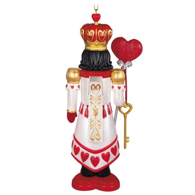 Hallmark Keepsake Noble Nutcrackers King of Hearts ornament—regal nutcracker in red, white, gold, heart designs, crown, key, heart locket, lever back