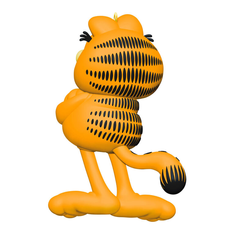 Hallmark Keepsake Garfield ornament, orange cat with arms crossed and smirk, Nickelodeon holiday decor for fans and collectors.