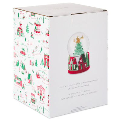 Santa's Flight Christmas Snow Globe With Sound and Motion