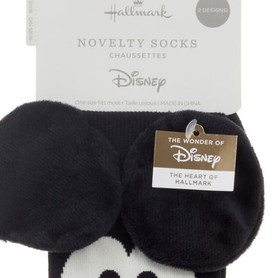 Disney Mickey and Minnie Mouse novelty socks with 3D ears and bow; mismatched crew socks make a fun gift for Disney fans.