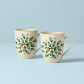 Holiday holly mugs   set of 2