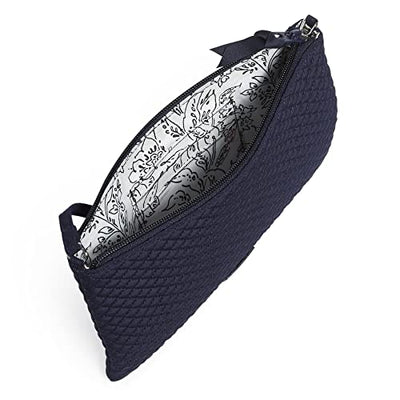 Classic navy microfiber RFID wristlet with convertible strap and interior card slips
