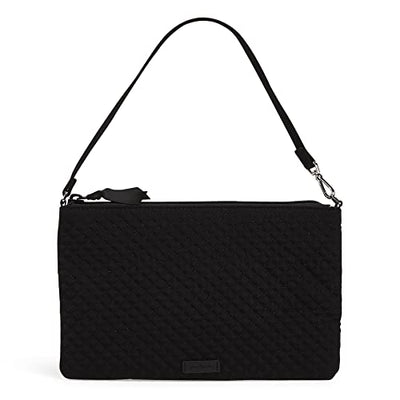 Classic black Vera Bradley RFID wristlet with detachable strap and zip closure in lightweight microfiber.