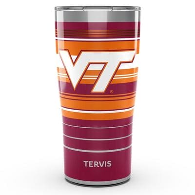 Tervis Virginia Tech Hokies 20oz Hype Stripe stainless steel tumbler with snap-on lid.