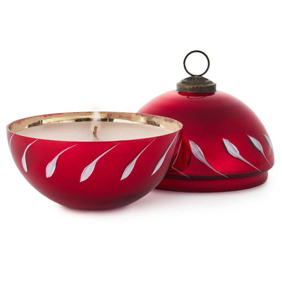 Red Glass Ball Ornament Pine-Scented Candle, 4"