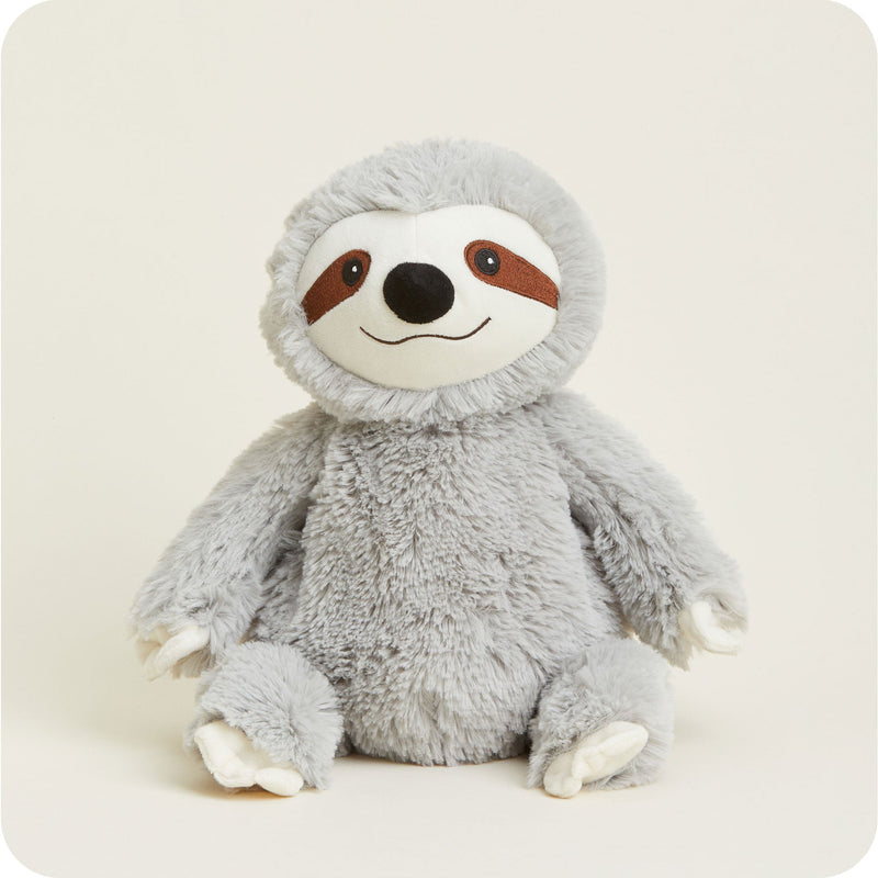 Warmies Gray Sloth plush toy, fully microwavable and lavender-scented, designed for soothing warmth, comfort.