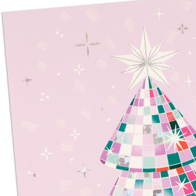 Sparkling Tree on Pink Boxed Christmas Cards, Pack of 16