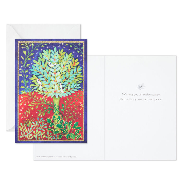 UNICEF Peaceful Holly Tree Boxed Christmas Cards, Pack of 20