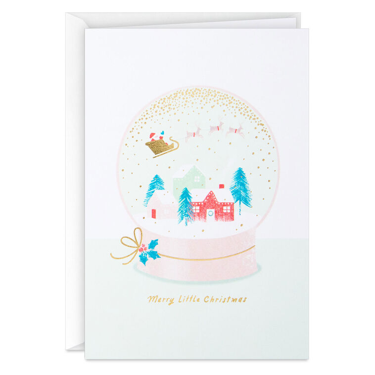 Merry Little Snow Globe Packaged Christmas Cards, Set of 5