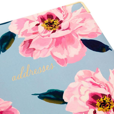 Pink Peonies on Gray Address Book