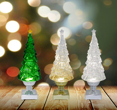 14" LED Blowing Glitter Tree - Silver by Christmas is Forever