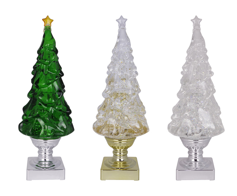 16-inch green ceramic Christmas tree with multicolored lights
