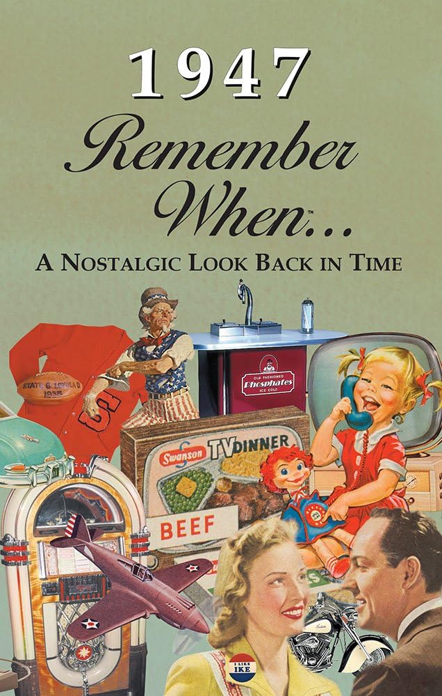 1947 Remember When KardLet featuring vintage ads, historic news, cost of living, Hollywood highlights, and nostalgic year facts.

