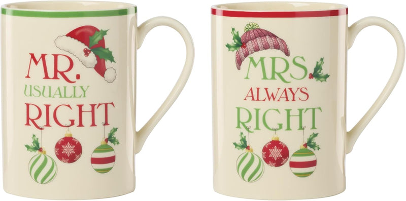 Mr. & Mrs. 2-Piece Set of Festive Mugs