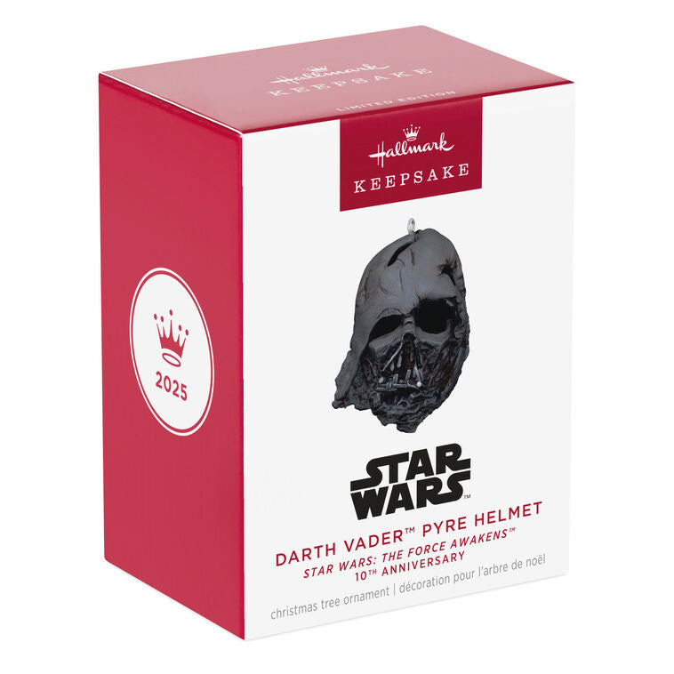 Hallmark Keepsake Darth Vader pyre helmet ornament, melted black mask from Star Wars: The Force Awakens, 10th Anniversary edition.