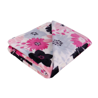 Opportunities Floral Delight fleece blanket with soft single-layer construction and vibrant floral print for cozy comfort and warmth.