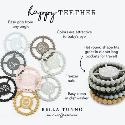 Round silicone teether with 'Small Town Girl' message and beaded edges, designed to soothe baby gums and support sensory.