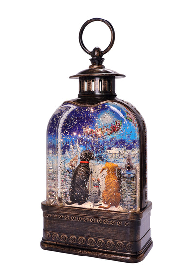 North Pole Paws Dome Sub. Glitter Lantern 10.75"