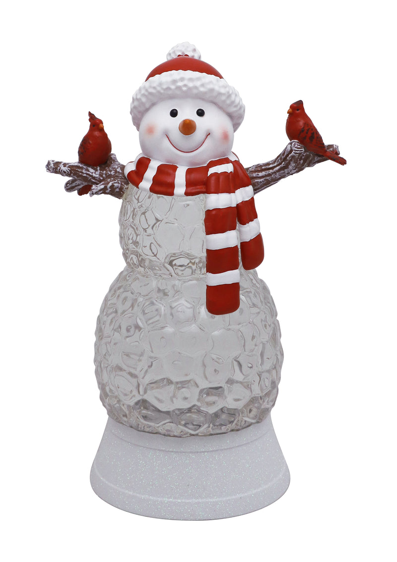 Glitter Snowman with Cardinal - Red Hat 11"
