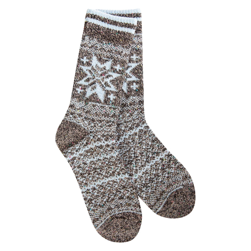 Holiday Confetti Crew socks in Blue Multi color with festive pattern and ultra-soft feel, perfect for cozy winter days and gift giving.