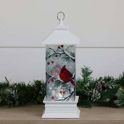 11.25" Cardinal Frosted Glass Glitter Lantern by Christmas is Forever