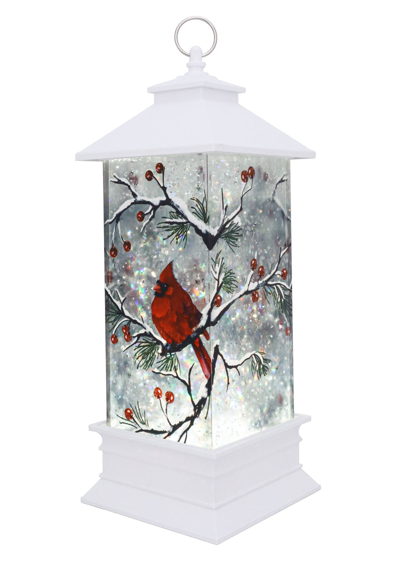 11.25" Cardinal Frosted Glass Glitter Lantern by Christmas is Forever
