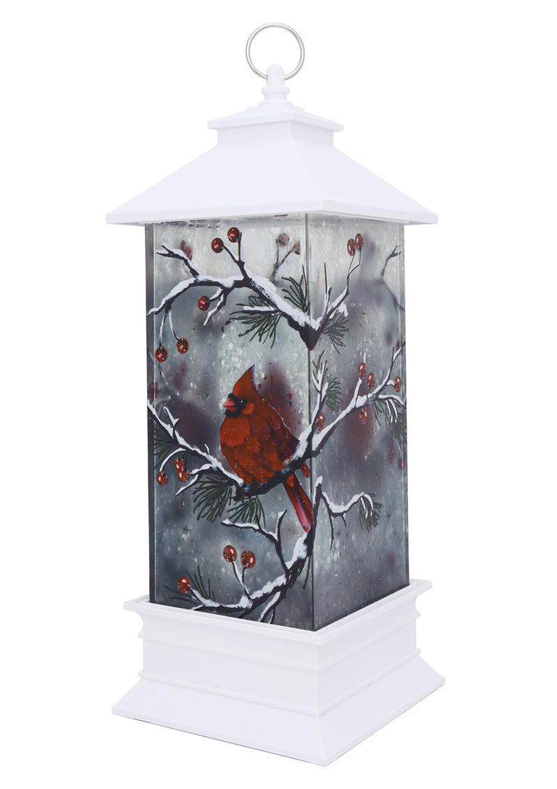 11.25" Cardinal Frosted Glass Glitter Lantern by Christmas is Forever