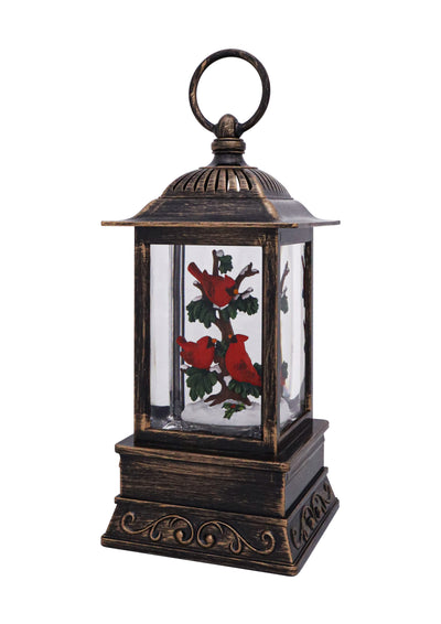 10.5" Cardinal Trio on Branch Glitter Lantern by Christmas is Forever