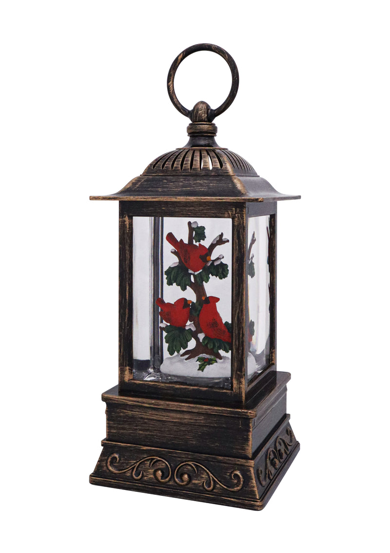 10.5" Cardinal Trio on Branch Glitter Lantern by Christmas is Forever