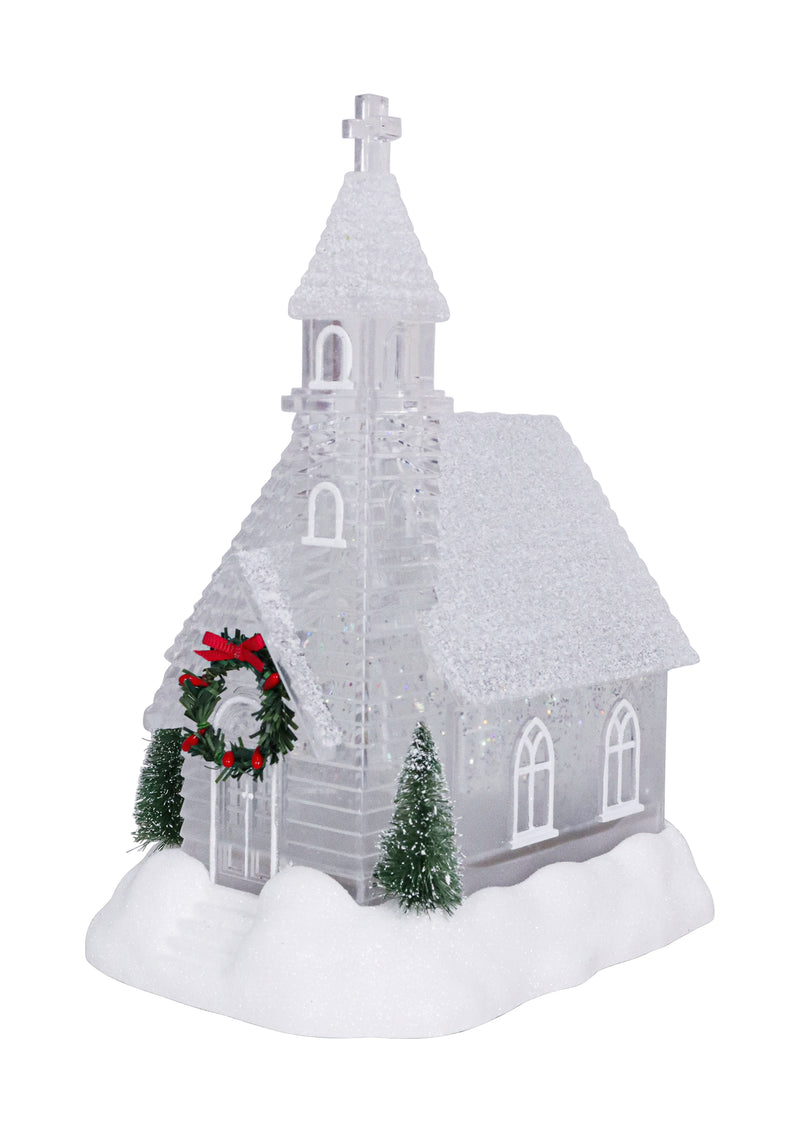 10" Everlasting Light Chapel Glitter Lantern by Christmas is Forever