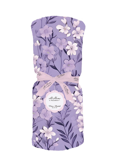 Lavender fleece blanket measuring 50 by 60 inches in single layer design
