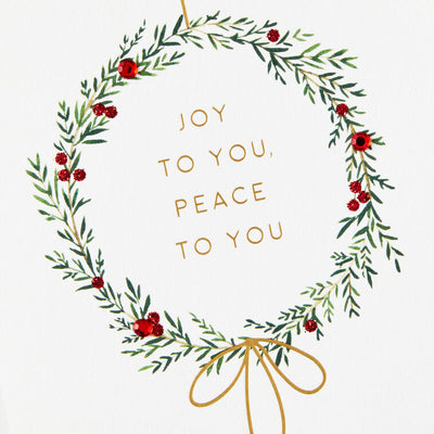 Illustrated Wreath Boxed Christmas Cards, Pack of 10