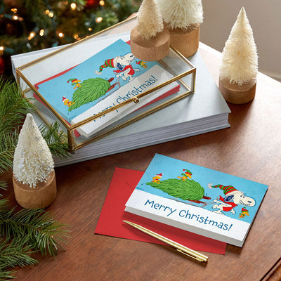 Peanuts® Snoopy Hauling the Tree Boxed Christmas Cards, Pack of 16