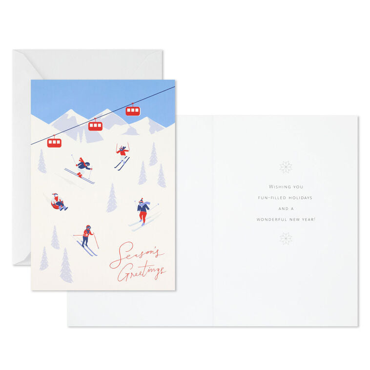 Alpine Ski Slopes Boxed Christmas Cards, Pack of 16