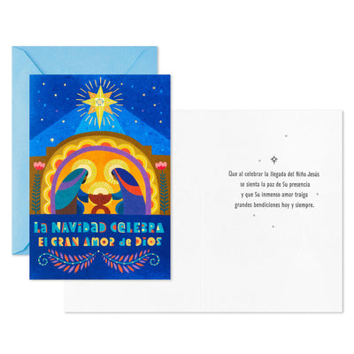 Folk-Art Nativity Spanish-Language Boxed Christmas Cards, Pack of 16