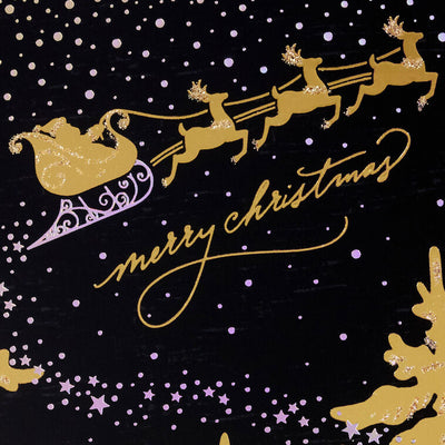 Gold Sleigh in Dark Sky Boxed Christmas Cards, Pack of 16