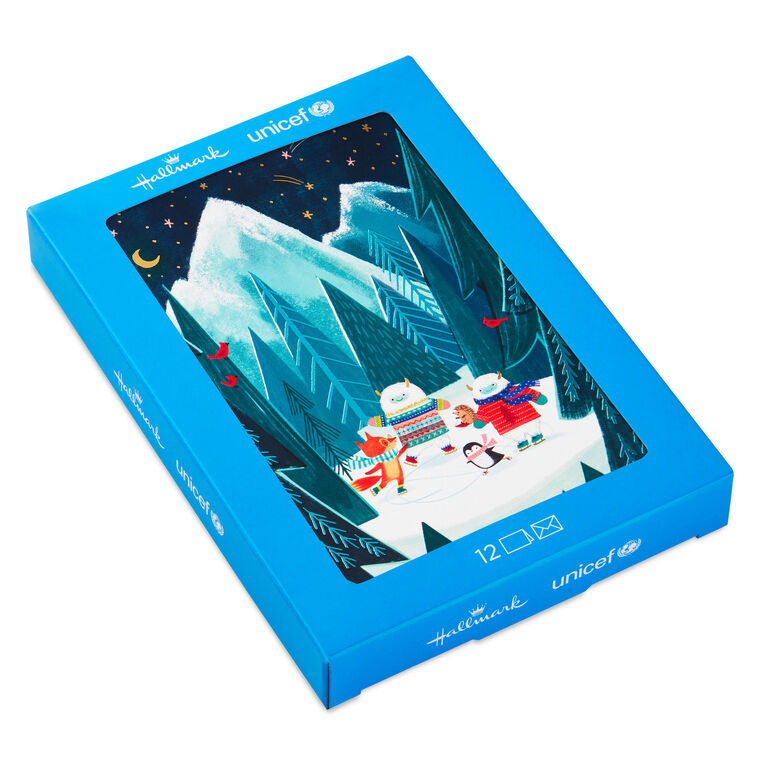 UNICEF Yeti and Friends Ice Skating Boxed Christmas Cards, Pack of 12