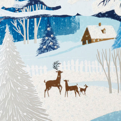 Snowy Landscape With Deer Boxed Holiday Cards, Pack of 16