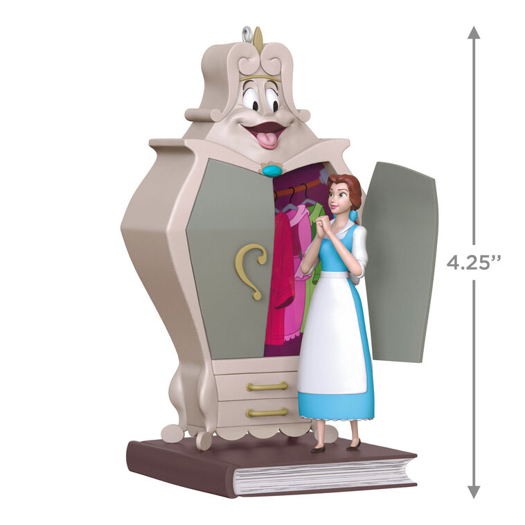 Belle Christmas ornament with open wardrobe full of dresses from Disney&
