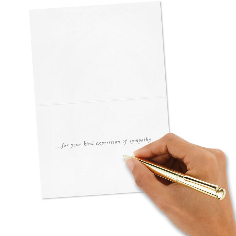 Soft white leaves and branches on cream sympathy cards with embossed message, includes 10 blank cards and envelopes