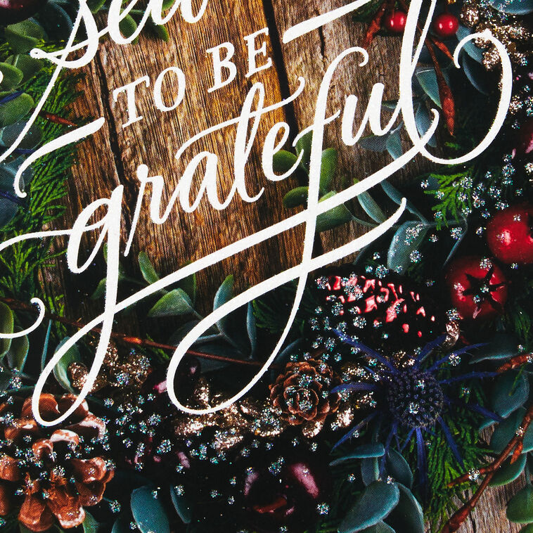 Pine Wreath on Wood Plank Door Boxed Christmas Cards, Pack of 40