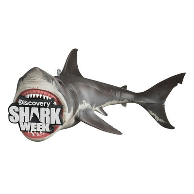 Shark Week ornament, great white shark with Discovery logo in jaws, Hallmark Keepsake, Christmas tree decoration, TV event collectible.