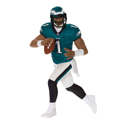 Hallmark Keepsake ornament of Jalen Hurts in Philadelphia Eagles uniform, holding a football in action pose, Football Legends series