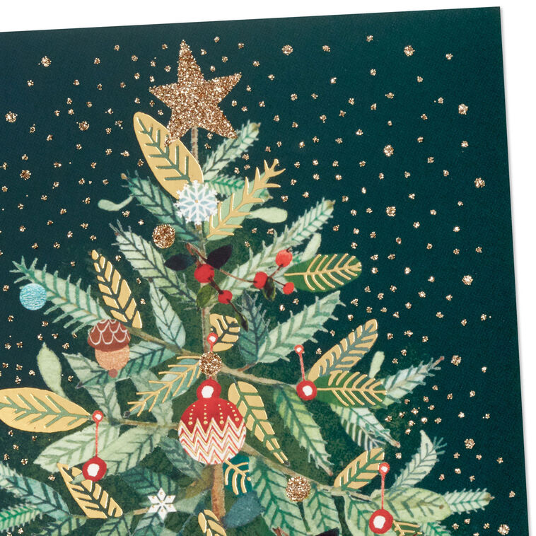 UNICEF Spruce Tree on Black Boxed Christmas Cards, Pack of 20