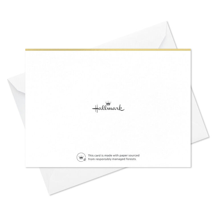 Colorblock thank-you cards with multicolor lettering on navy blue background and gold foil accents.
