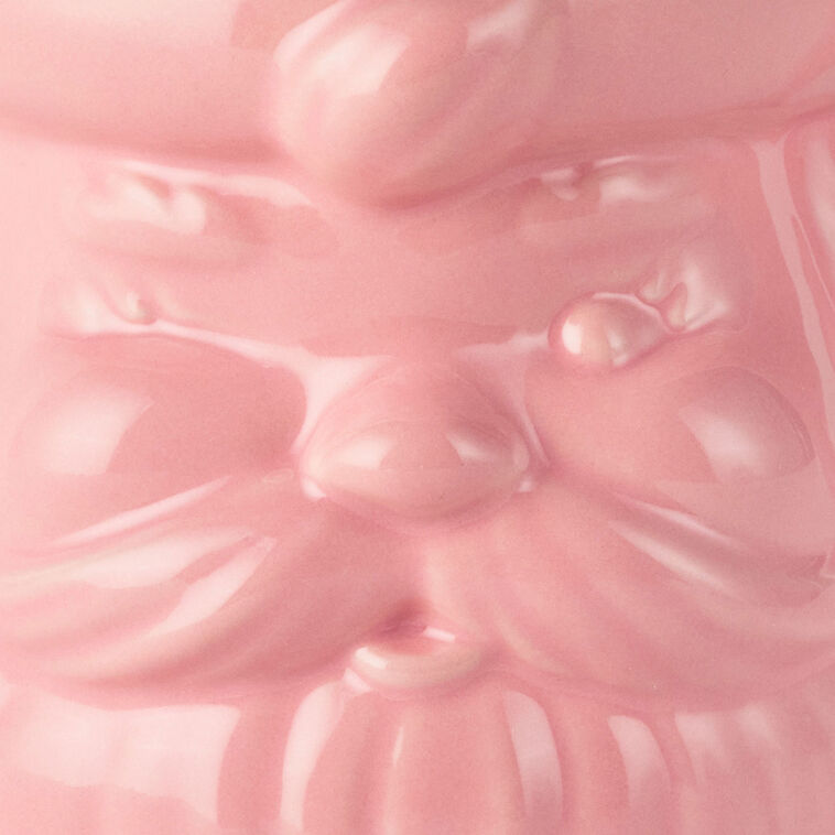 Coral Pink Sculpted Santa Mug, 8 oz.