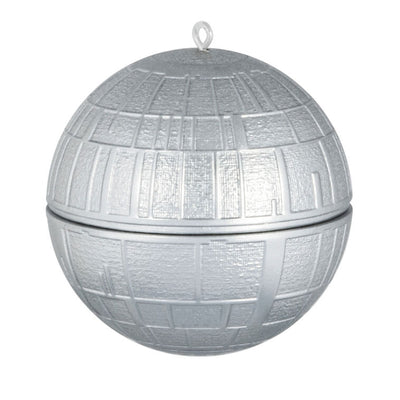 Mini Death Star ornament, silver armored battle station from Star Wars, Hallmark Keepsake Christmas collectible
