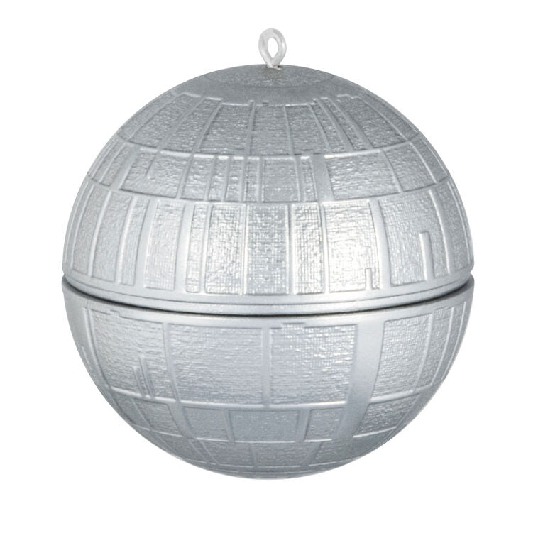 Mini Death Star ornament, silver armored battle station from Star Wars, Hallmark Keepsake Christmas collectible